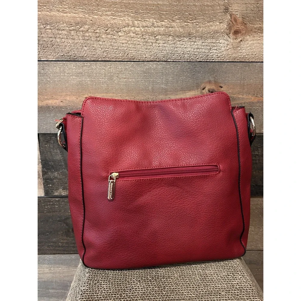 Montana West Select Vegan PU Leather Purse Bag Red w/ Gold Hardware Lightly Used